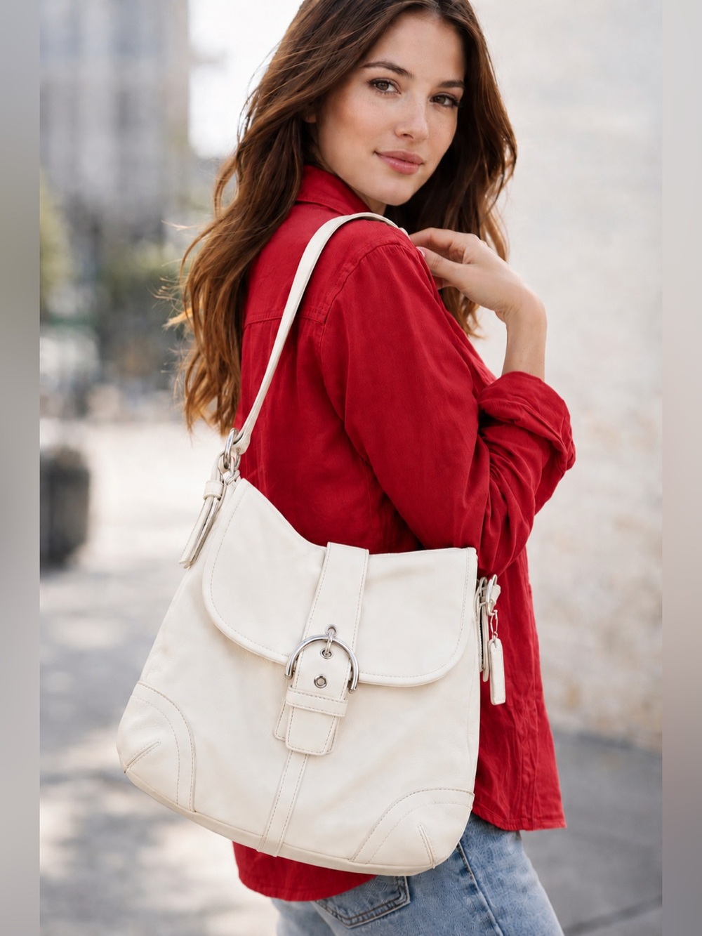Coach Vintage SoHo Chalk Leather Shoulder/Crossbody Bag GUC